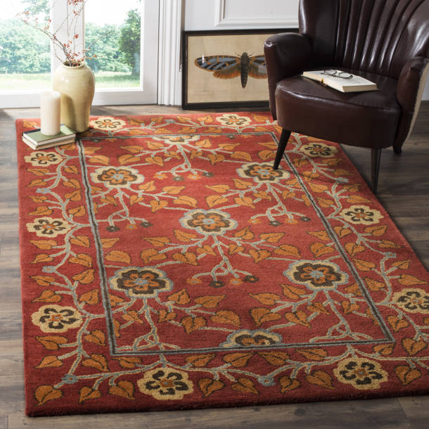 Charlton Home® Cranmore Handmade Wool Rust/Beige Rug & Reviews Wayfair